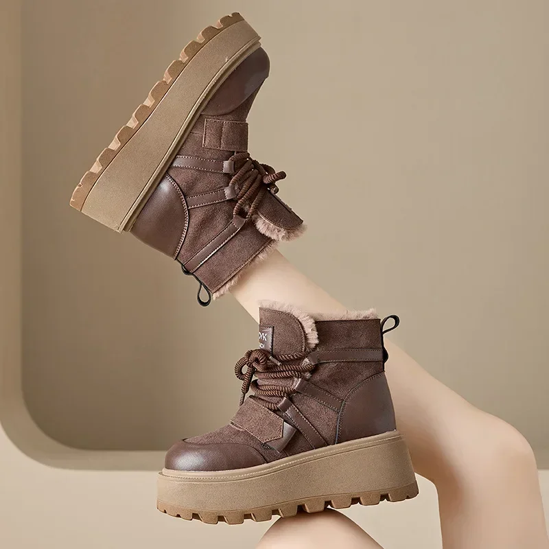 Fujin 8cm Female Genuine Leather Ankle Motorcycle Booties Woman