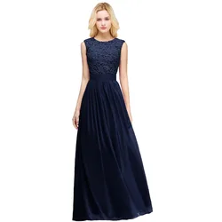 Elegant Mint Green Lace Bridesmaid Dress - Long Formal Evening Gown for Women (Navy Blue)