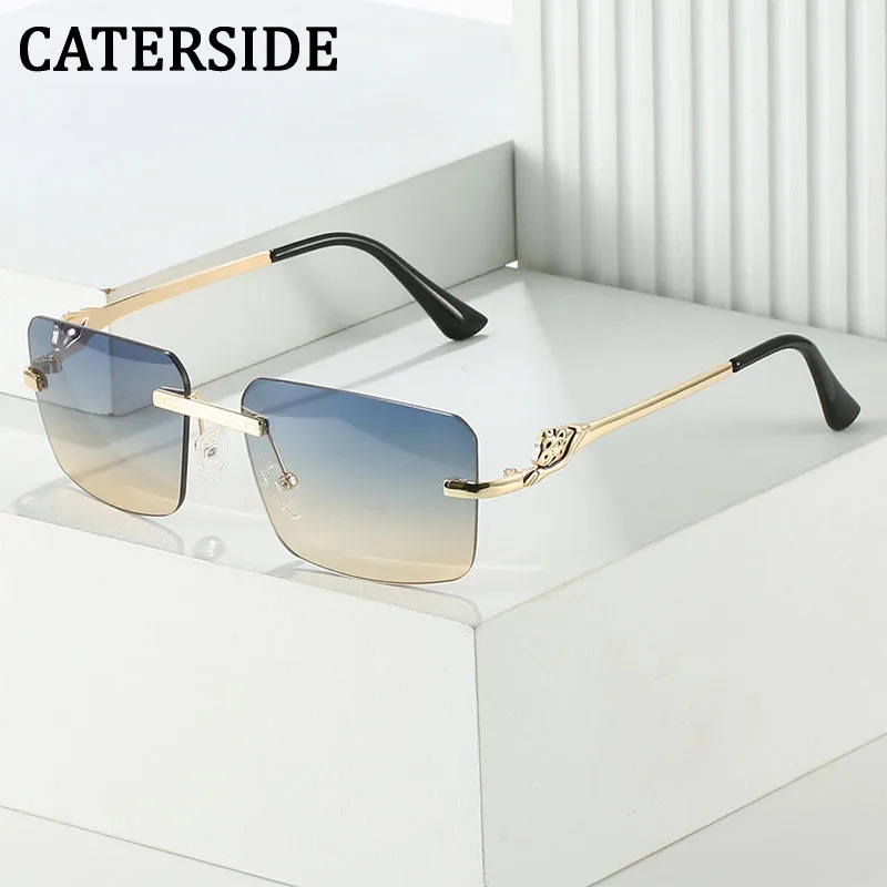 Rectangle Frameless Glasses Rimless Sunglasses Eye Glasses Protection Modern Polarized Sunglasses For Women Men Party Vacation Black Gray