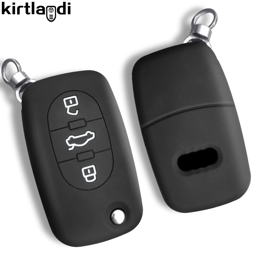 Key Case Cover Key Case Kirtlandi Key Case for Audi A1 A4 B6 A6 C5 TT 8N Silicone Car Key Cover 3 Button Holder Keychain Accessories Protection