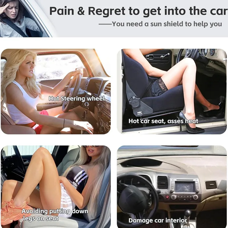 Premium Foldable Car Windshield Sunshade - Auto Accessory Sun Visor Cover with Space-Saving Design and Anti-UV Protection