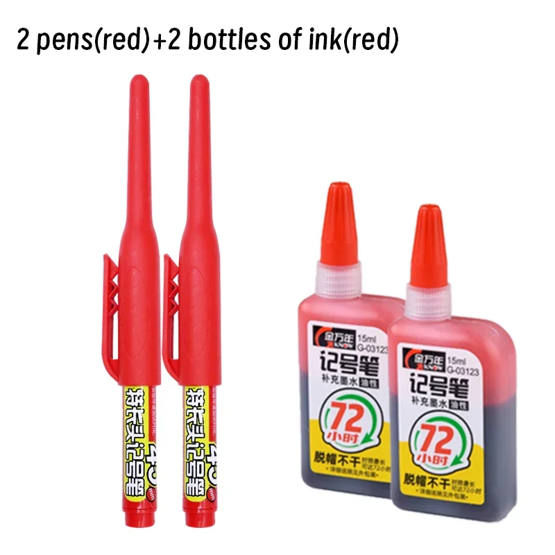 Waterproof Long Nib Deep Hole Marker Pen for Woodworking - Black/Blue/Red Ink