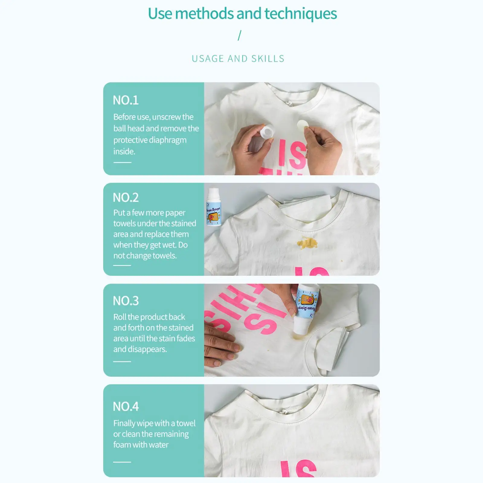 50ml Clothing Stain Removers Decontamination Ball Cleaner Magic Detergent Rolling Bead No-wash Oil Stain Coffee Removers