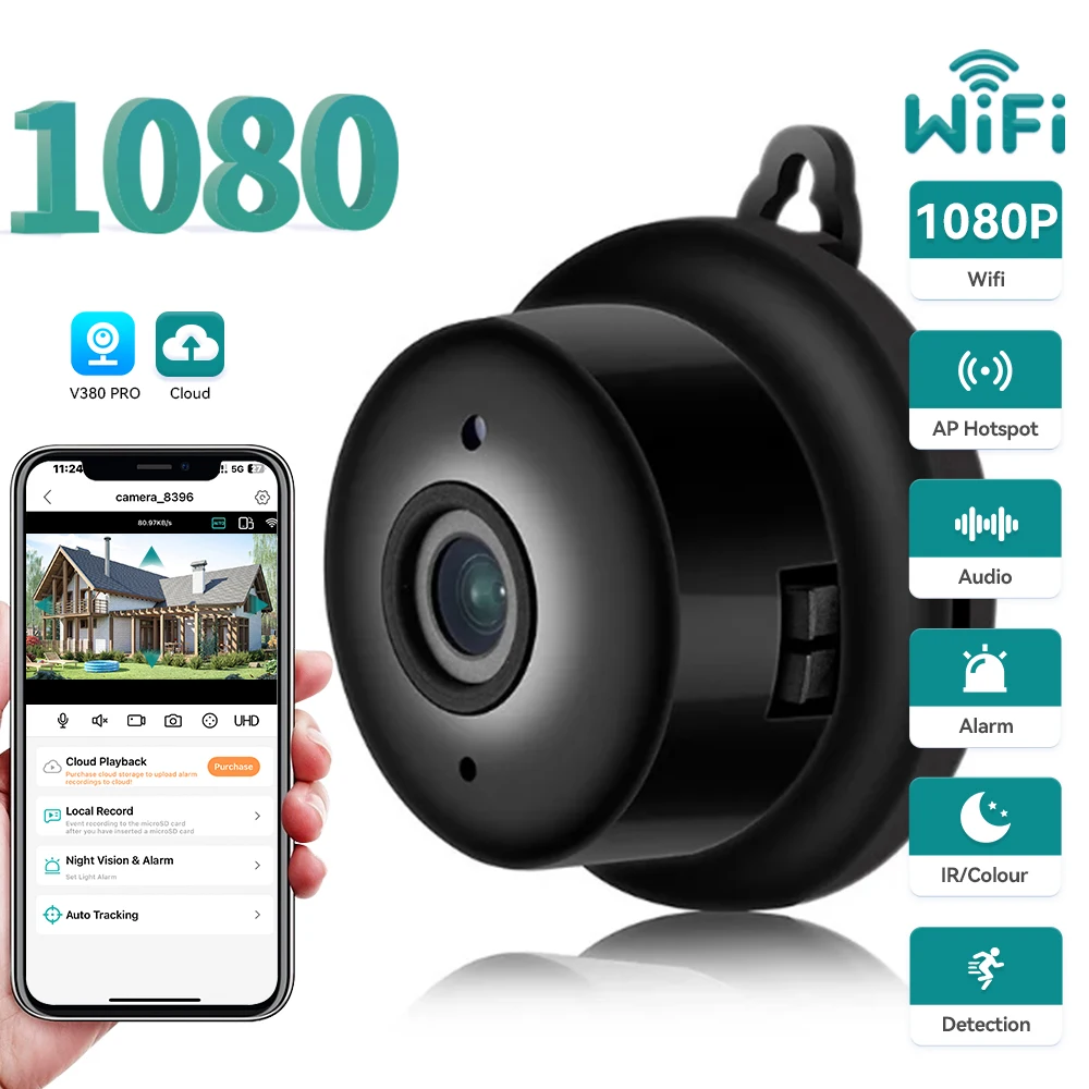 Mini Wifi Ip Camera Hd 1080P Wireless Indoor Camera Nightvision Audio Bidirezionale Motion Detection Baby Monitor V380