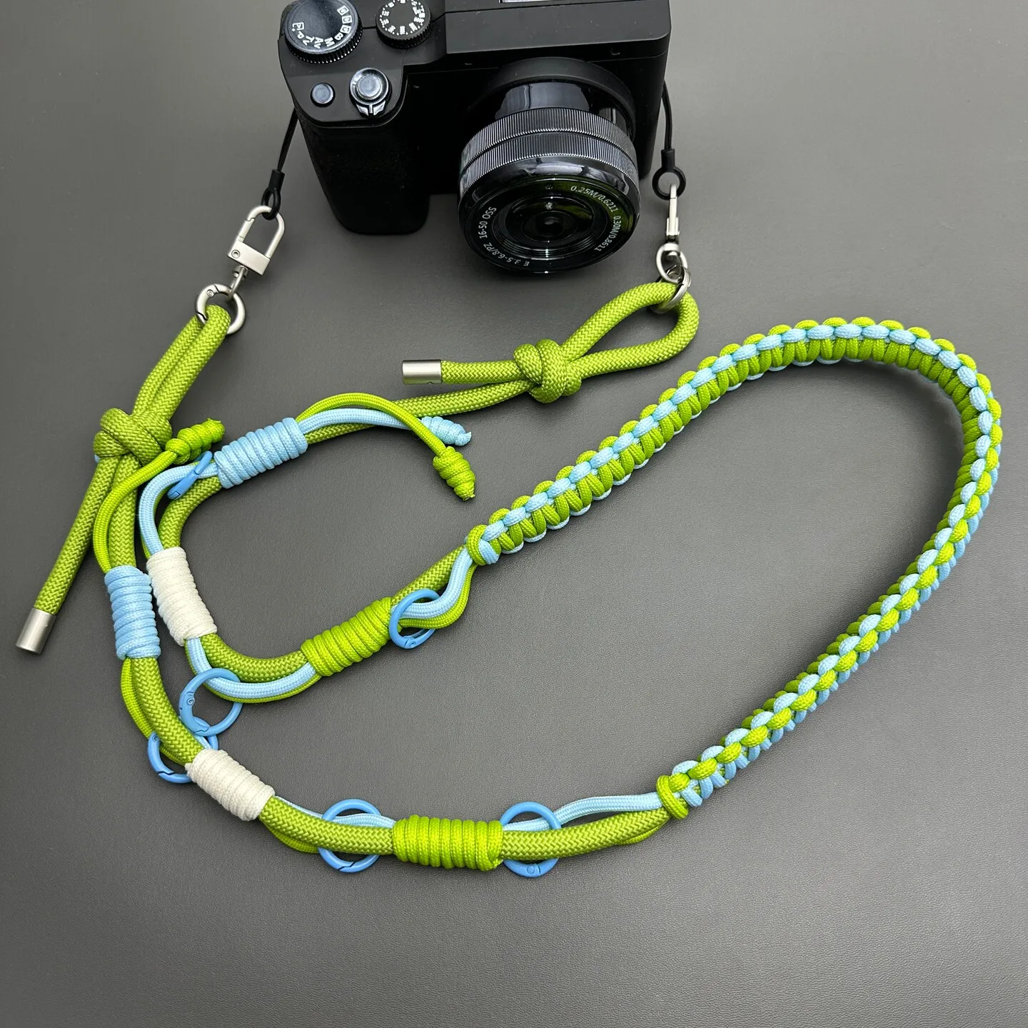 Outdoor Tactical Multifunctional Hand Braided Camera Bag Strap Adjustable Replacement Phone Lanyard Expandable Crossbody Strap