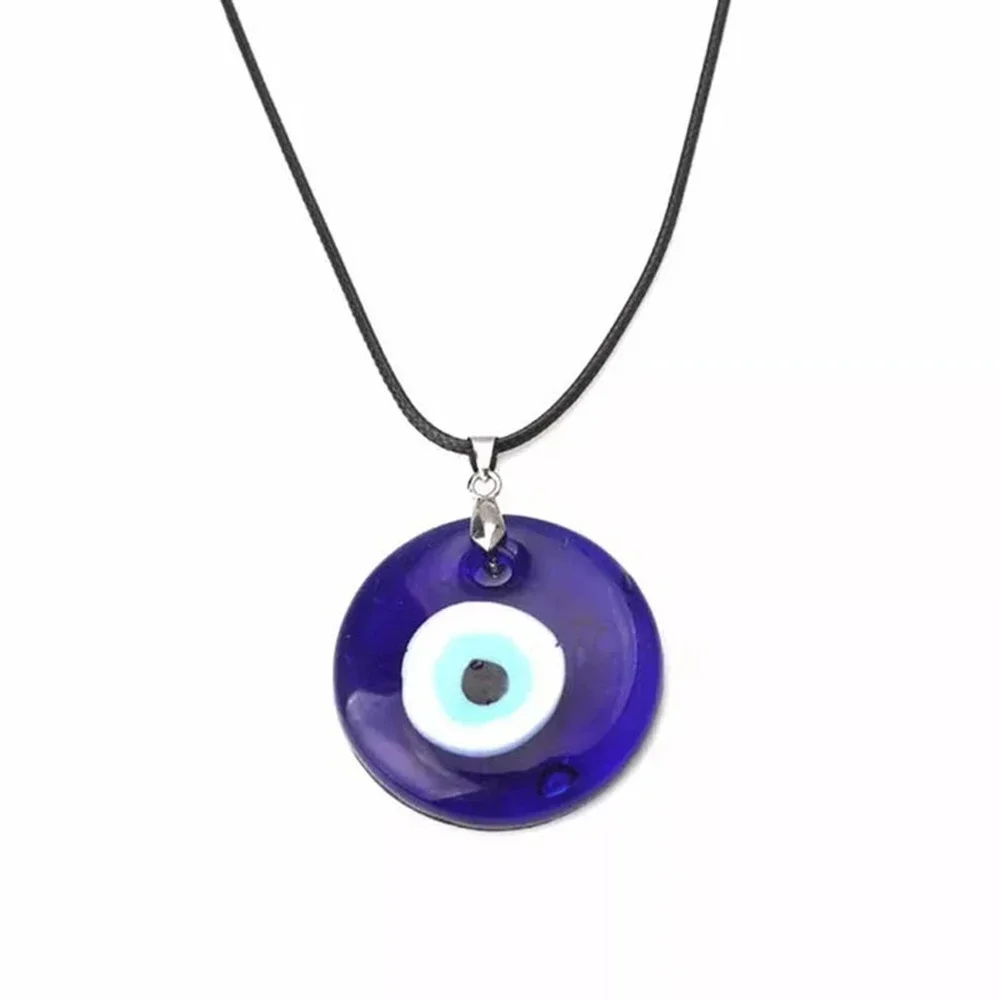 Fsunion Vintage Turquoise Blue Evil Eye Pendant Necklace Necklace Happiness Collarbone Chain Party Jewelry for Women 2024 Gifts_voghion.com