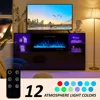 68" Fireplace TV Stand with 40" Fireplace, Modern High Gloss Fireplace Entertainment Center with LED Lights for TVs up to 78" 4