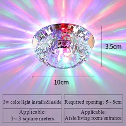 Crystal LED Ceiling Lamp for Aisles and Living Spaces (3W Colorful)