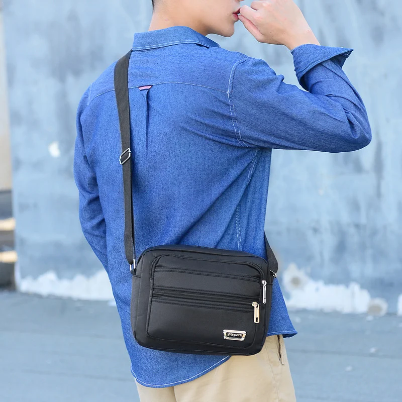 Men Shoulder Crossbody Bag Fashion Luxury Plaid Designer Leather Square Bag