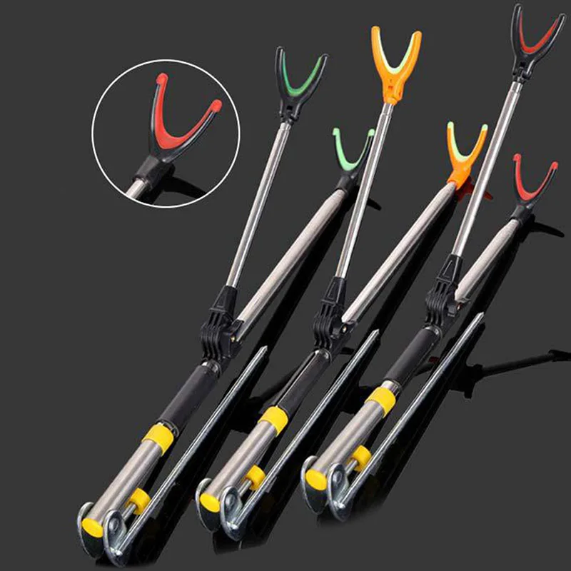 Fishing Rod Bracket Fishing Rod Support Stainless Steel Fishing Rods Support V Shape Head Adjustable Anti-Slip Stable Strong Fishing Rod Bracket