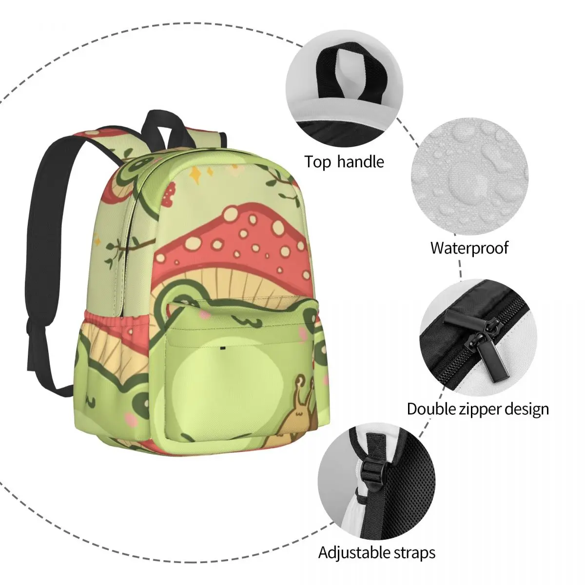 Cute Frog Print Backpack Large Capacity Laptop Bags Waterproof Lightweight  Frog Accessories for Work Travel Bag Frogs Stuff - AliExpress