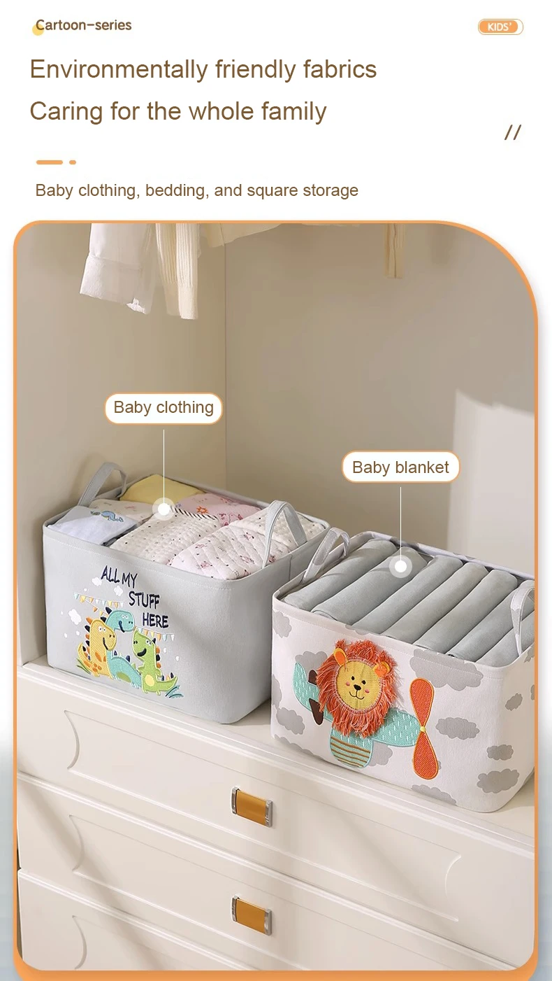 Description Picture 6 of itemFolding Storage Basket Linen Storage Fabric Wardrobe Office Bedroom Closet Toys Laundry Basket With Handle Storage Organizer new