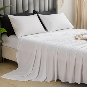 Set lenzuola spazzolate in tinta unita ultra morbida, lenzuolo piatto e federa, dimensioni letto matrimoniale singolo, lavabile in lavatrice ipoallergenico 1