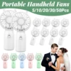 5-50pcs Portable Handheld Fans Wedding Favor for Guests Battery Powered Personal Fan Makeup Eyelash Fan Travel Pocket Mini Fans 1