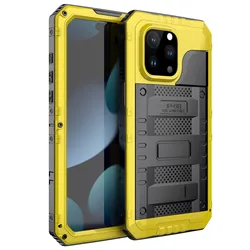 Ultimate 360° Protection IP68 Waterproof Aluminum Metal Phone Case with Screen Protector Cover - iPhone 15 Plus (YELLOW)