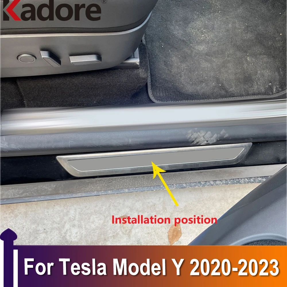 

For Tesla Model Y 2020 2021 2022 2023 Car Thresholds Outer Door Sill Scuff Plates Trim Doors Sills Pedal Protectors Cover