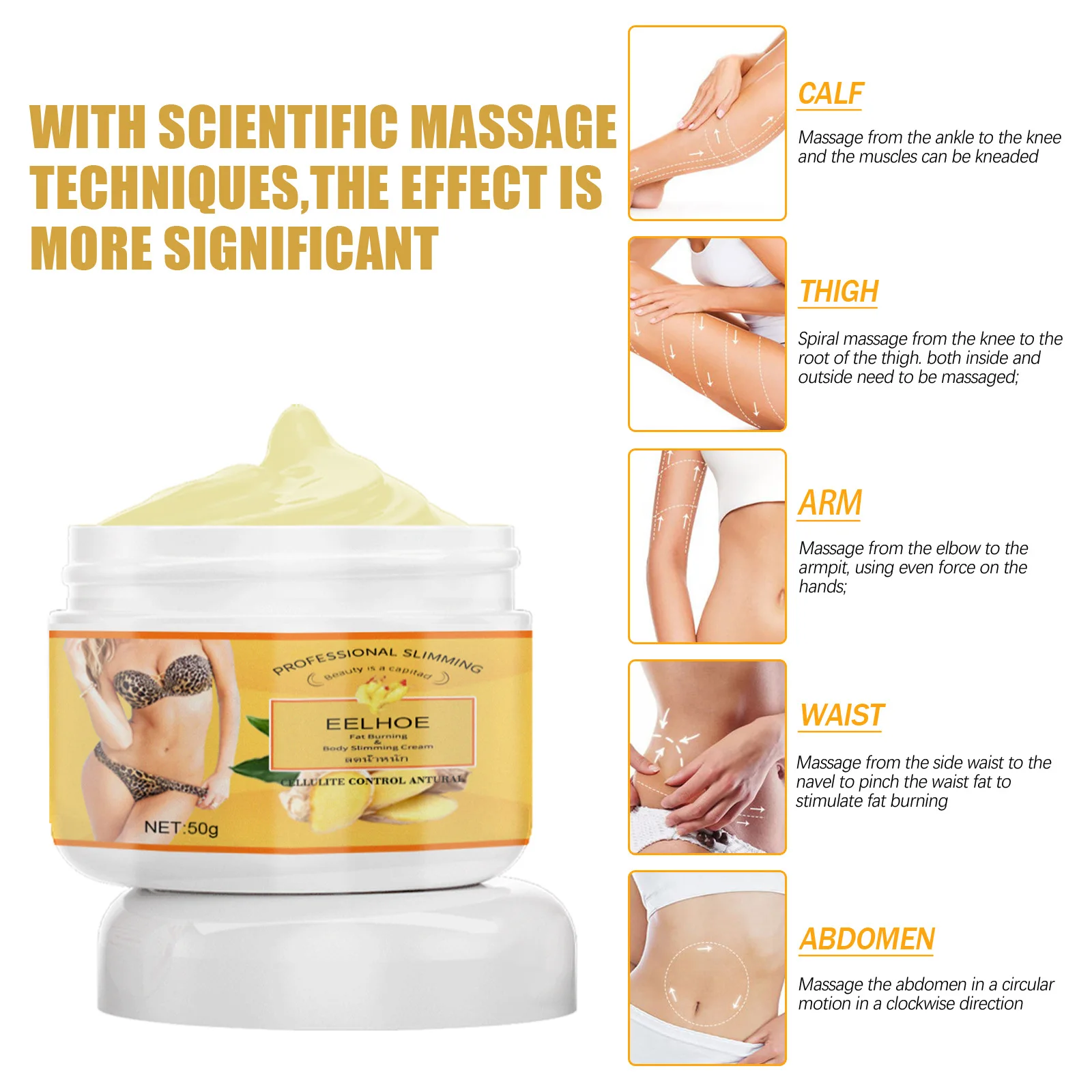 Weight Loss Products Ginger Massage Cream Body Slimming Fat Burner Anti Cellulite Beauty Health Abdominal Women