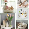 Wooden Bathroom Storage Tray Countertop Organizer Trays Vanity Counter Storage Shelf Round Cosmetic Holder Decorative Box 4