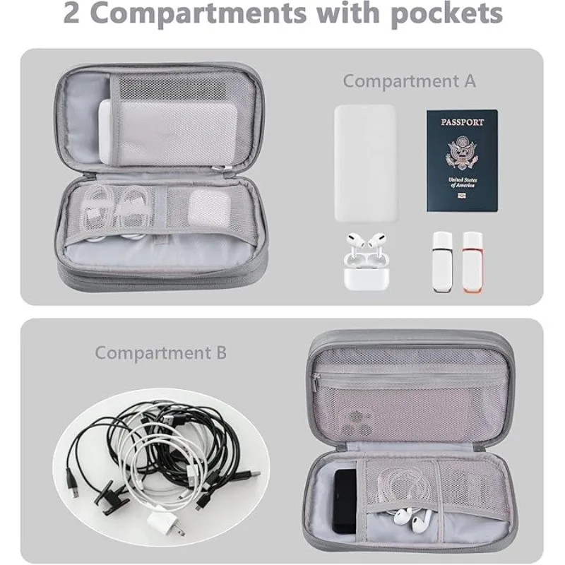 Storage Bag Waterproof Travel Organizer Portable Carry Case Double Layer Storage Bag for Cable Cord USB Charger Accessories