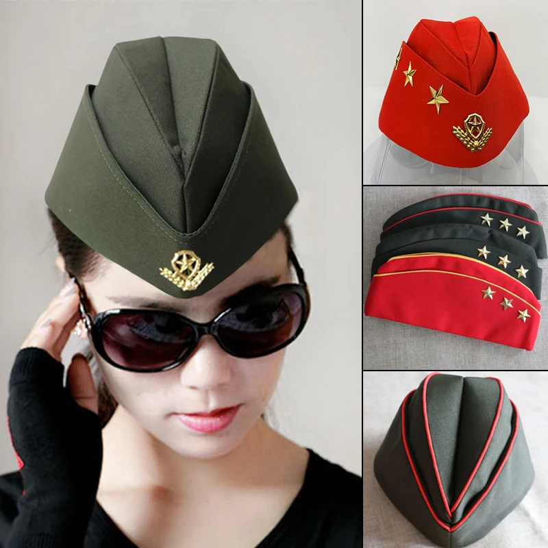 Army Garrison Cap Military Star Side Cap For Party Cosply Performance mens hat women military hat
