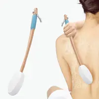 Back Lotion Applicator with Replaceable Cotton Pads Even Coverage Applicator with Curved Handle Back Feet Cleaning Bath Scrubber 2