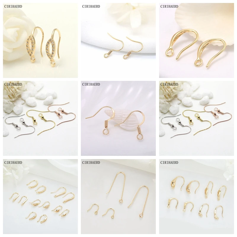 14K Gold-Plated Ear Hooks For DIY Women Pearl Earrings Jewelry Making  Materials Accessories High Heel Needle Ear Hook Findings - AliExpress