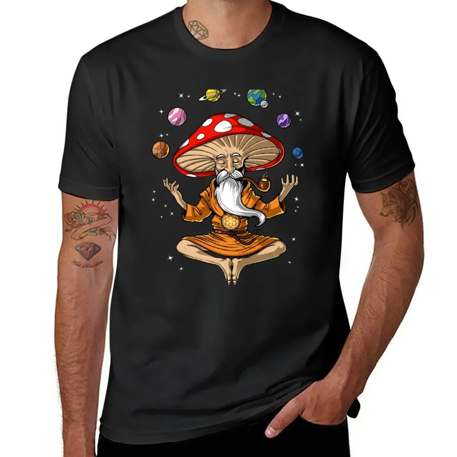 

Magic Mushroom Buddha T-Shirt blacks oversized Men's clothing