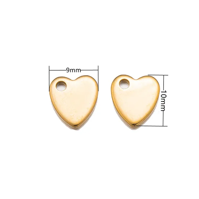 20Pc Stainless Stee Heart Shaped Blank Stamping Tags With Hole