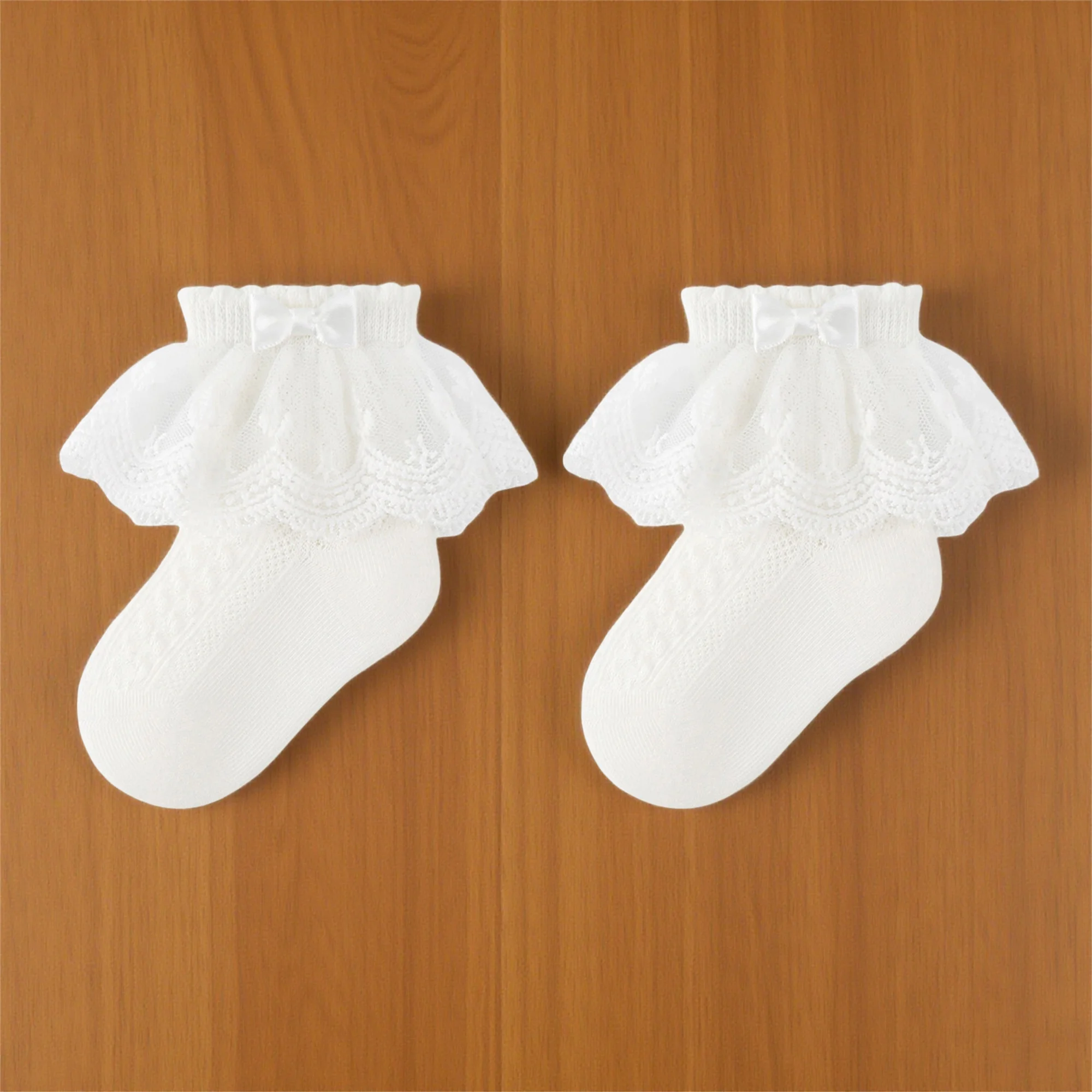 Cute Baby Girl Lace Ruffle Socks Soft Breathable Frilly Princess Socks for Toddlers and Kids Ages 0-8 Years Old