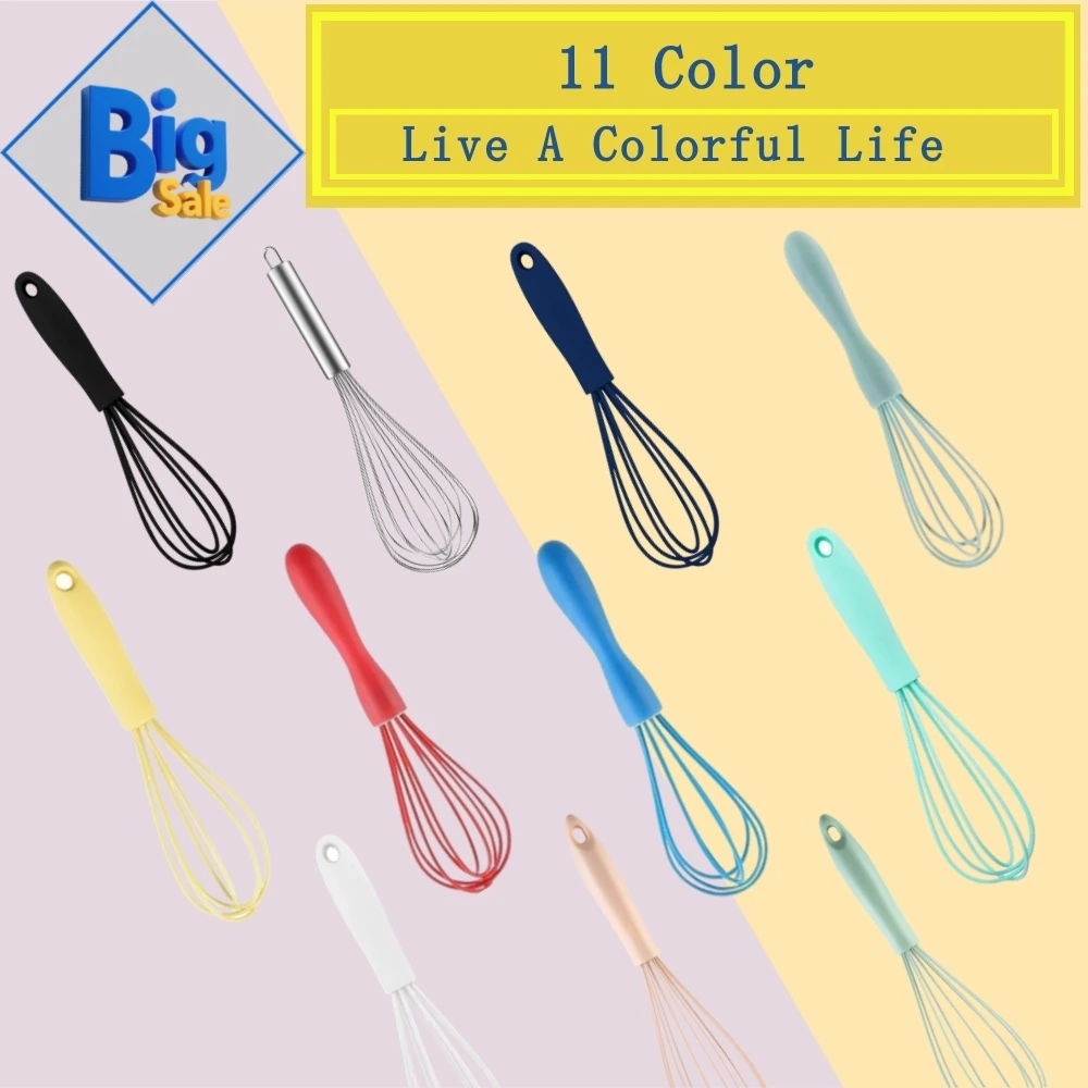 Whisks for Cooking Silicone Egg Beater Stainless Steel Whisk Manual Cream Egg Mixer Stirring Balloon Whisk Baking 5/3/1pcs silicone egg beater