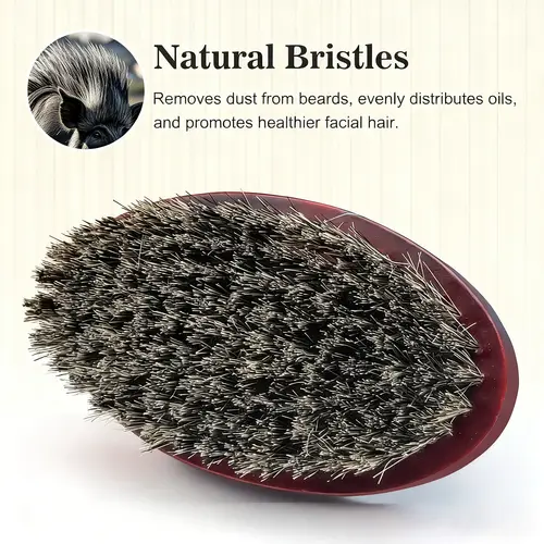 Men's Beard Brush & Comb Set, Natural Material, 100% Pure Wild Boar Bristle Beard Brush & Comb Set, Comes with a Travel Bag - Image 3