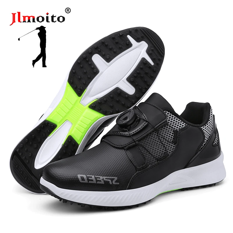 

Summer Men Leather Golf Shoes Waterproof Golf Sneakers Breathable Golf Training Spikes Sneakers Golf Athletic Shoes Man Beginner