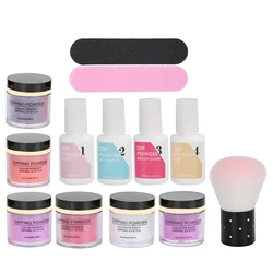 Nail Dipping Powder Set with Top & Base Coat, Dust Brush, and Manicure Tools (K1213)