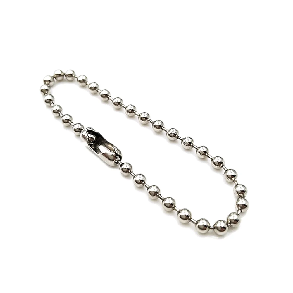 

200 PC Labels Ball Chain Long Bead Connector Clasp Key Fob Tag Rings Adjustable Metal Steel