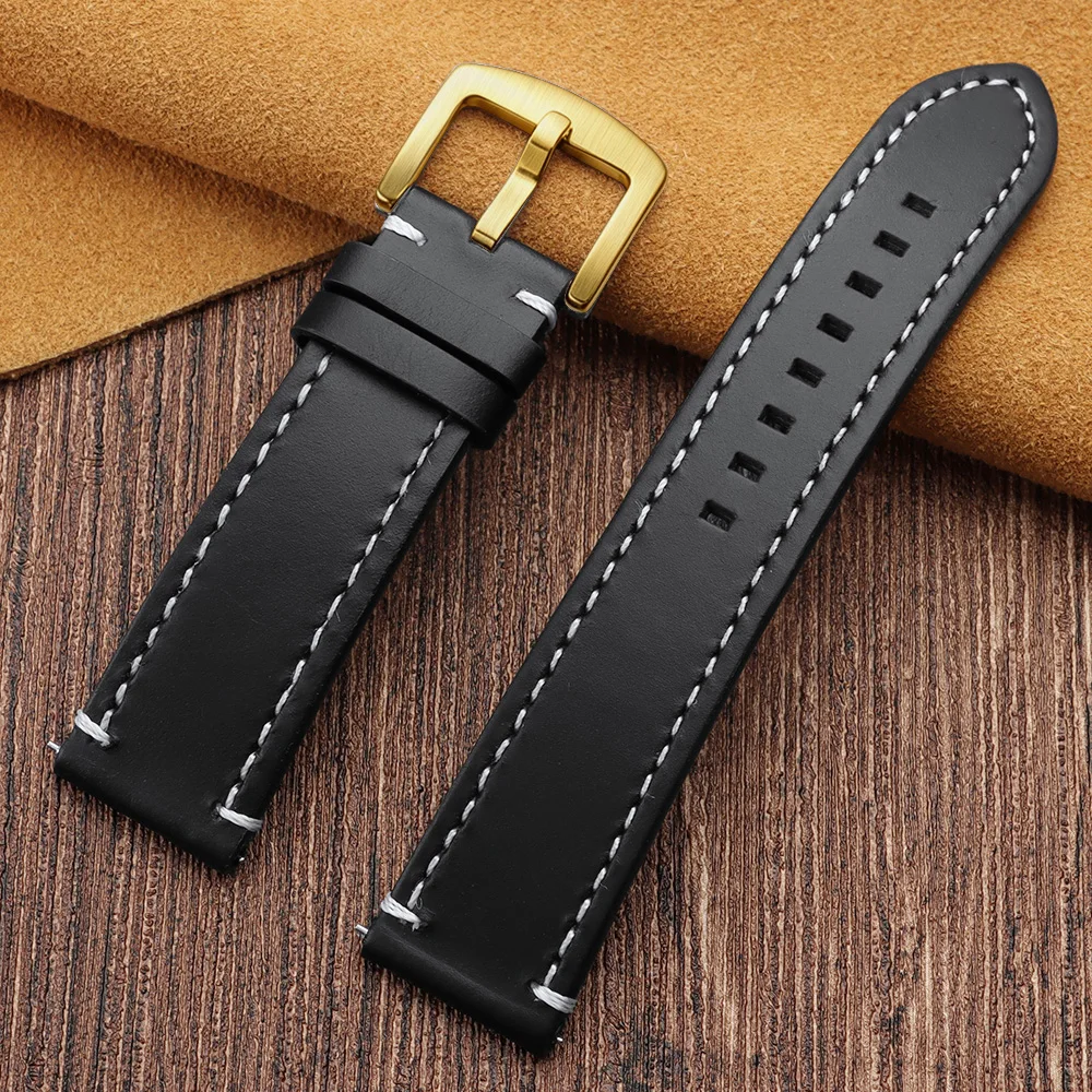 Vintage Stitching Genuine Leather Watchband - Universal Sport Strap with Accessories