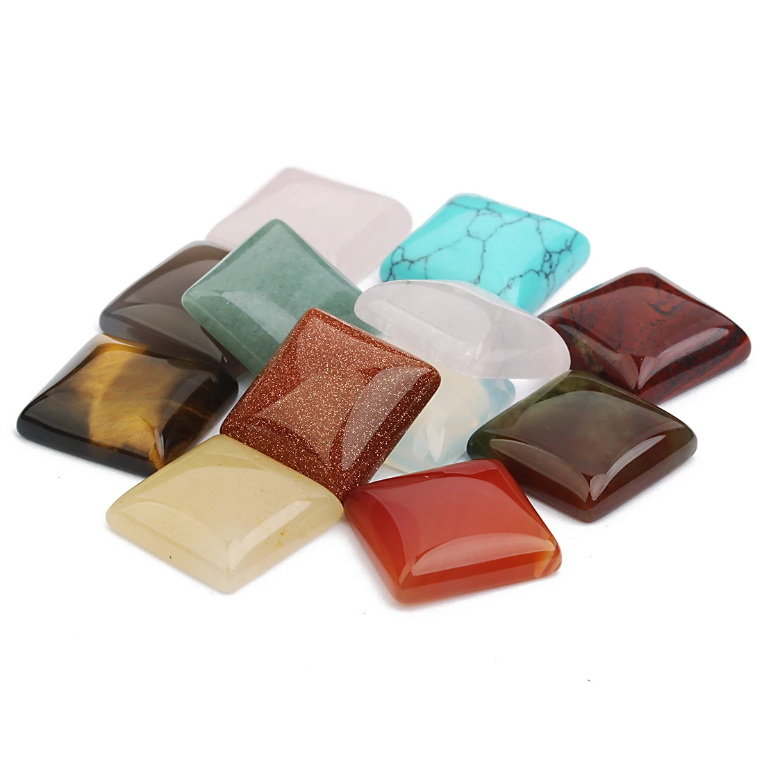 

5pcs Natural Stone Square Shape Cabochon Beads 16mm Flat Back Cabochon Setting Supplies For Jewelry Making DIY Rings Necklace