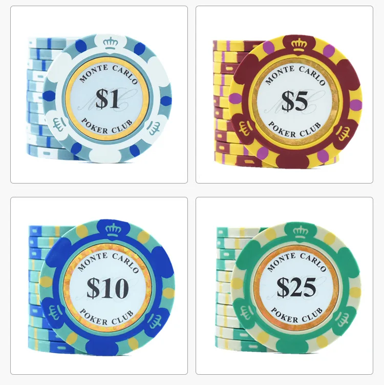 Monte Carlo Coins 10pcs Golden Clay Poker Chips