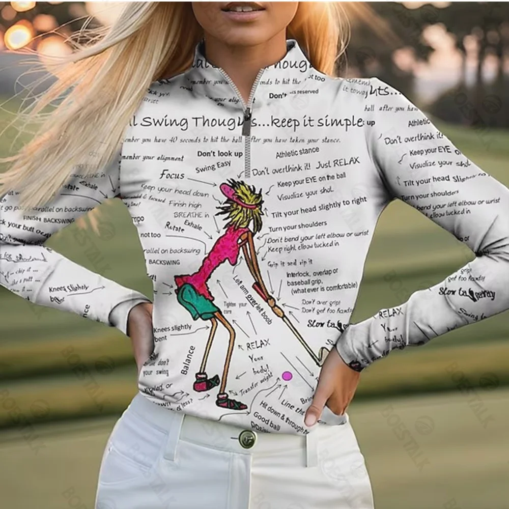 Golf jerseys ladies' sportswear in autumn and winter long-sleeved Polo shirts,quick-drying breathable shirts, golf polo clothes.