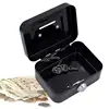 Key with Handle Lock Cash Box Metal Small Cash Storage Box with Handle with Lockable Cover Money Organizer Kids 1
