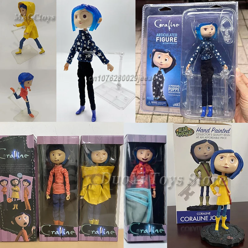 NECA-figura articulada de muñeca coralina, camisa a rayas, suéter