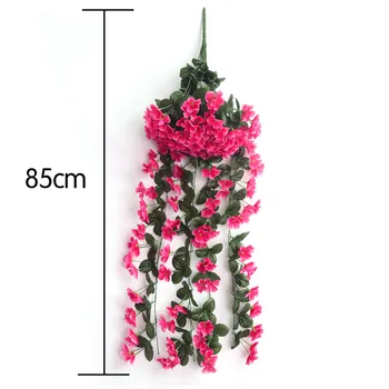 2PCS Artificial Violet Hanging Flower Vines Plastic Fake Flowers Wall Decor Plants Garland for Wedding Home Garden Decoration 4