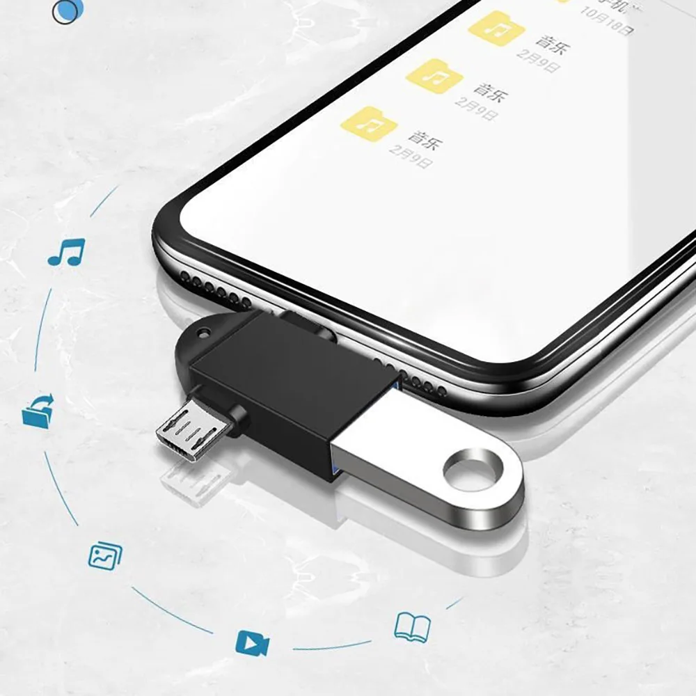 알루미늄 합금 2 인 1 안드로이드 OTG 어댑터, 휴대폰 어댑터, USB 커넥터, 다기능 C 타입-USB 커넥터 OTG 어댑터