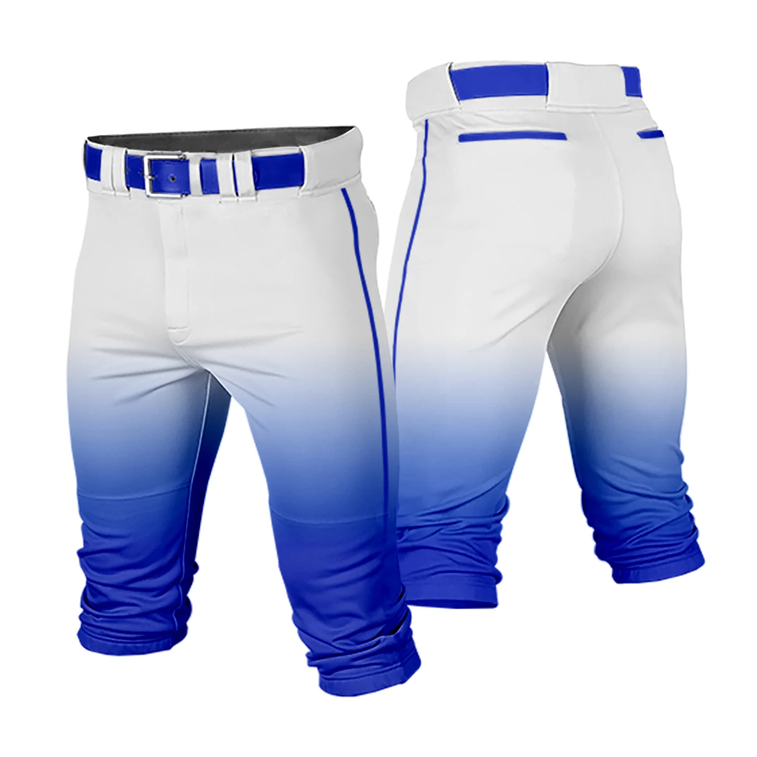 Men Youth Gradient Cropped Baseball Game Pants Softball Training Uniform Breathable Casual Sportswear Running Trousers