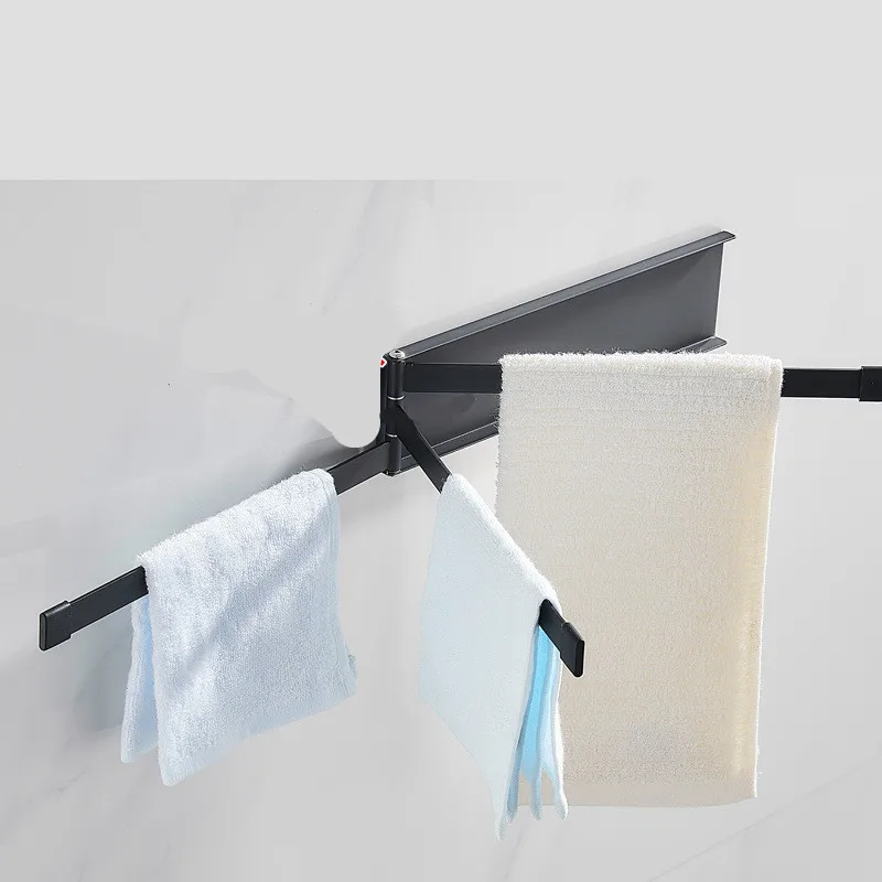 

1Pc Swivel Towel Bar Bathroom Multipurpose Towel Rack Wall Mounted Towel Rack Holder Matte Black Finish