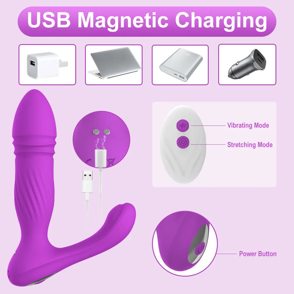 Voor afstandsvibrator vrouwen dildo stotend telescopisch G-spot massage clitoris stimulator masturbator_voghion.com