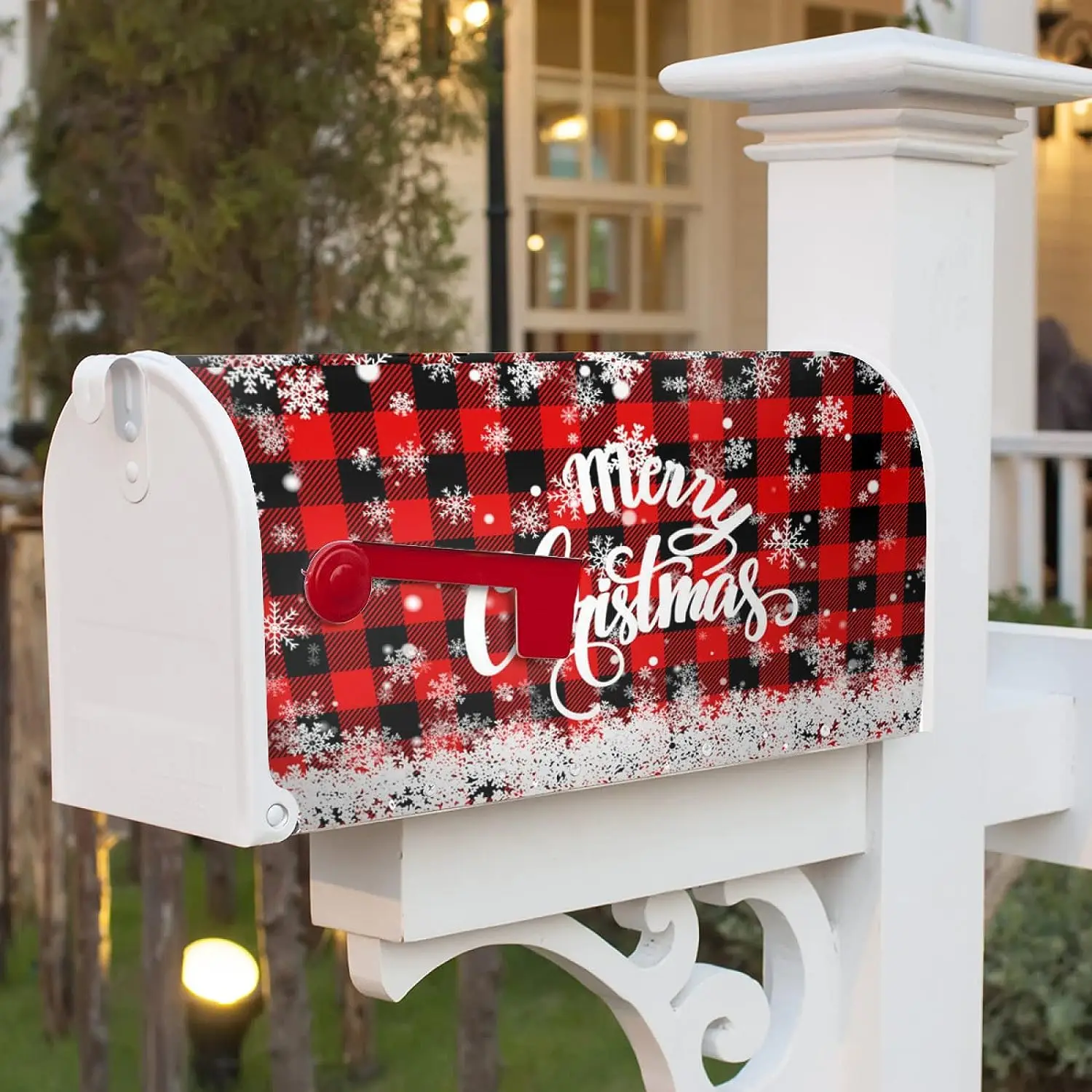 Merry Christmas Mailbox Cover Magnetic Standard Winter Snowflake Decorative Christmas Large Mailbox Wraps Post Letter Box