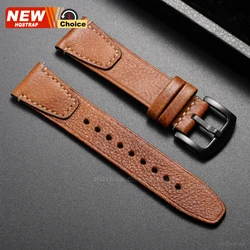 Genuine Vintage Leather Quick Release Watch Strap - Retro Bracelet - 22mm (Light Brown)