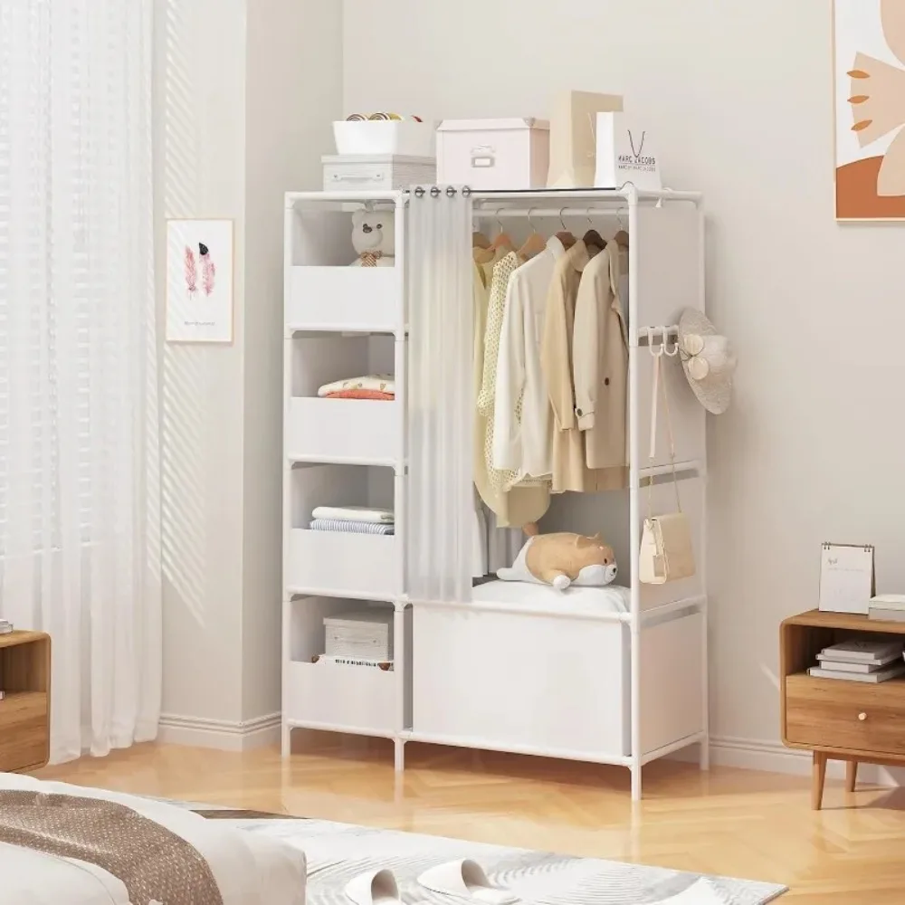 Portable Closet，Free Standing Wardrobe Closet with Hanging Rod and Curtain， Cloakroom, Bedroom，40.55 X 16.73 X 65.35Inches 5