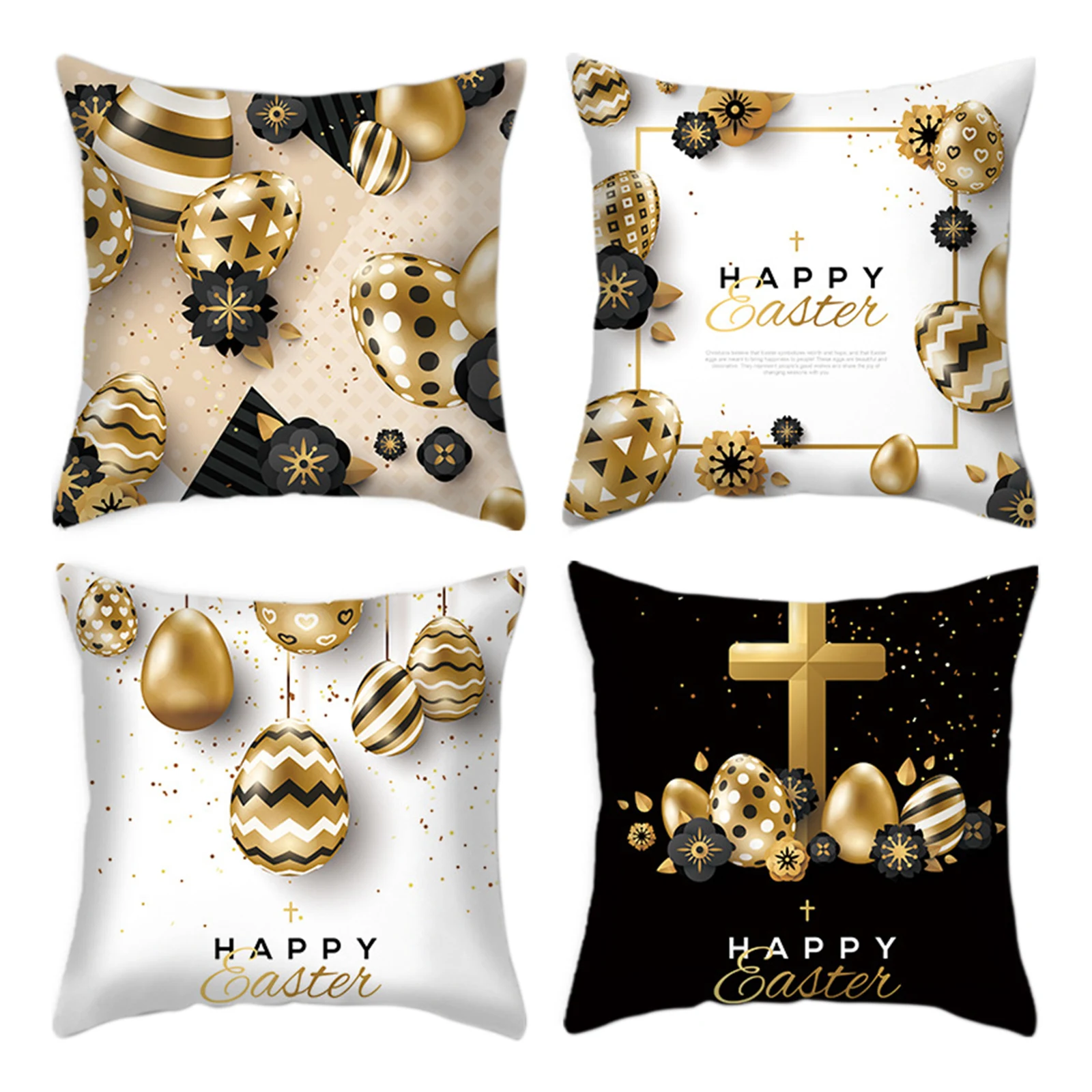 

Наволочка разноцветная, 4 шт./комплект, для дома вечерние, автомобиля, дивана, Декор, Мягкий Роскошный креативный Прочный Золотой Пасхальный ...