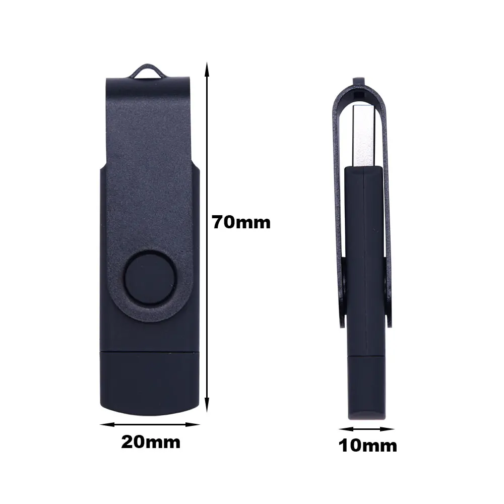 금속 USB 플래시 드라이브, 2 in 1 USB 2.0 C 타입 OTG 펜 드라이브, 4GB, 16GB, 32GB, 64GB, 128GB, 고속 USB 스틱 펜드라이브, 키 체인 포함